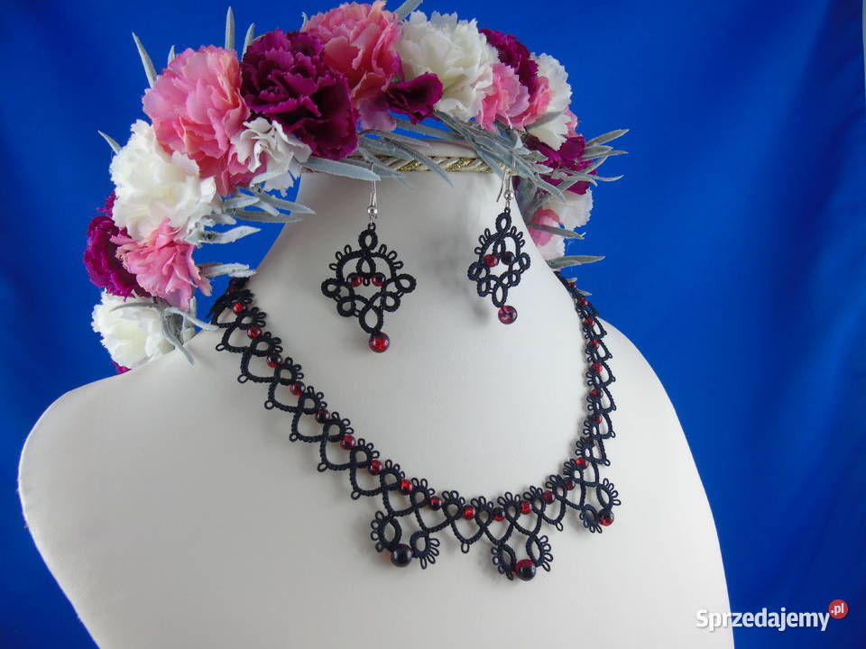 Biżuteria frywolitkowa Wiśniowa