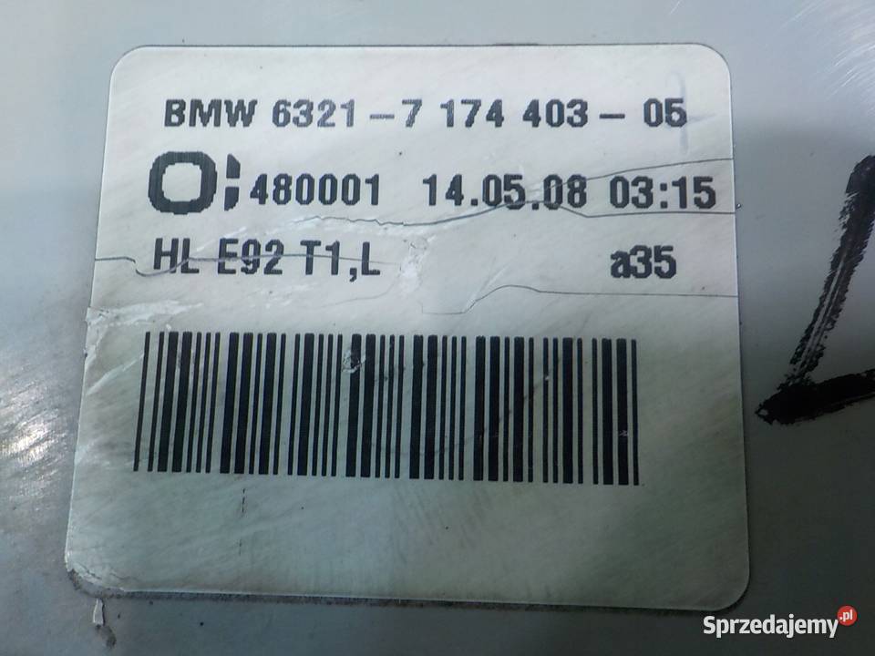 BMW E92 LIFT 20D AUT 10r 2D lampa lewa tyl Lampy tylne Suków