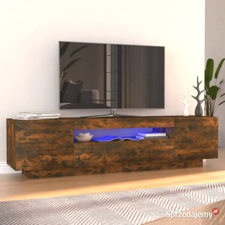 Szafka pod TV z oświetleniem LED przydymiony dąb RTV mazowieckie Warszawa sprzedam
