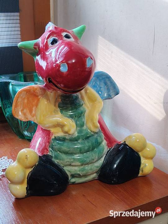 Ceramika Skarbonka smok ręcznie malowana