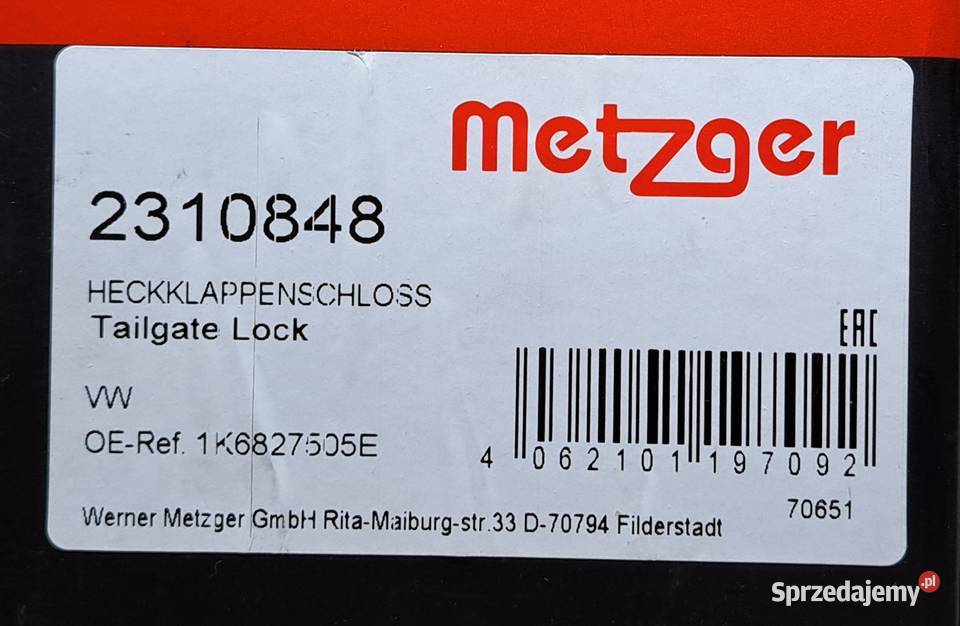 ZAMEK KLAPY BAGAŻNIKA VW GOLF V HB TOURAN Mielęcin sprzedam