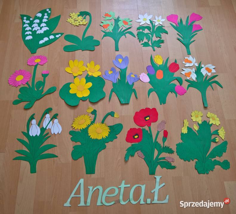 Wiosenne kwiaty dekoracje z brystolu 504 102 444 Garwolin