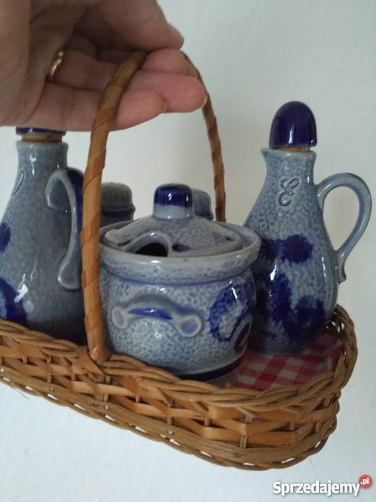 komplet do przypraw koszyczek Porcelana i szkło Ropa
