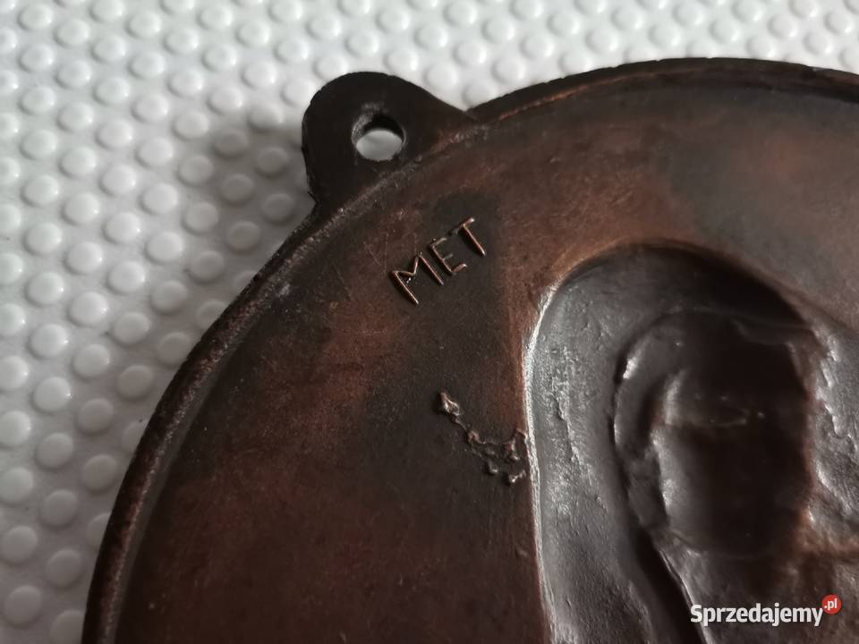 Stary metalowy medal klipa zawieszka Matka Boska Katowice