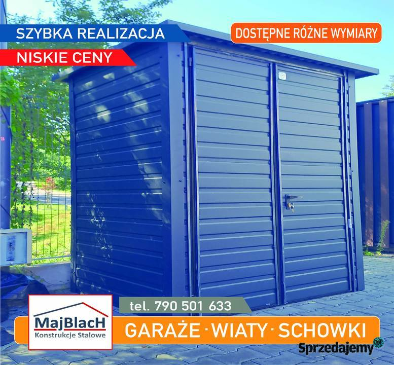 Garaż Blaszany GRAFITOWY Wiata Śmietnikowa Wałcz
