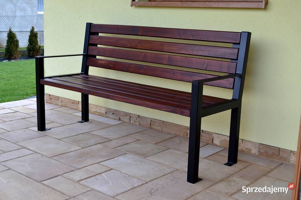 ławka parkowa z podłokietnikiem miejska ogrodowa
