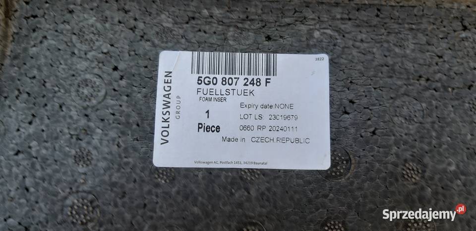 VW GOLF VII 7 ABSORBER ZDERZAKA PRZÓD STYROPIAN osobowe Bieleń sprzedam