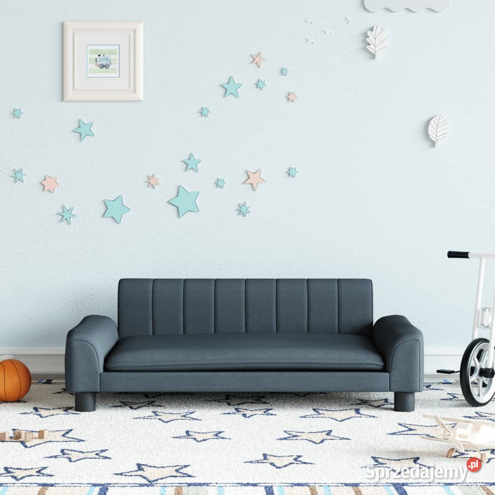 Sofa dzieci ciemnoszara 90x53x30 obita tkaniną Warszawa