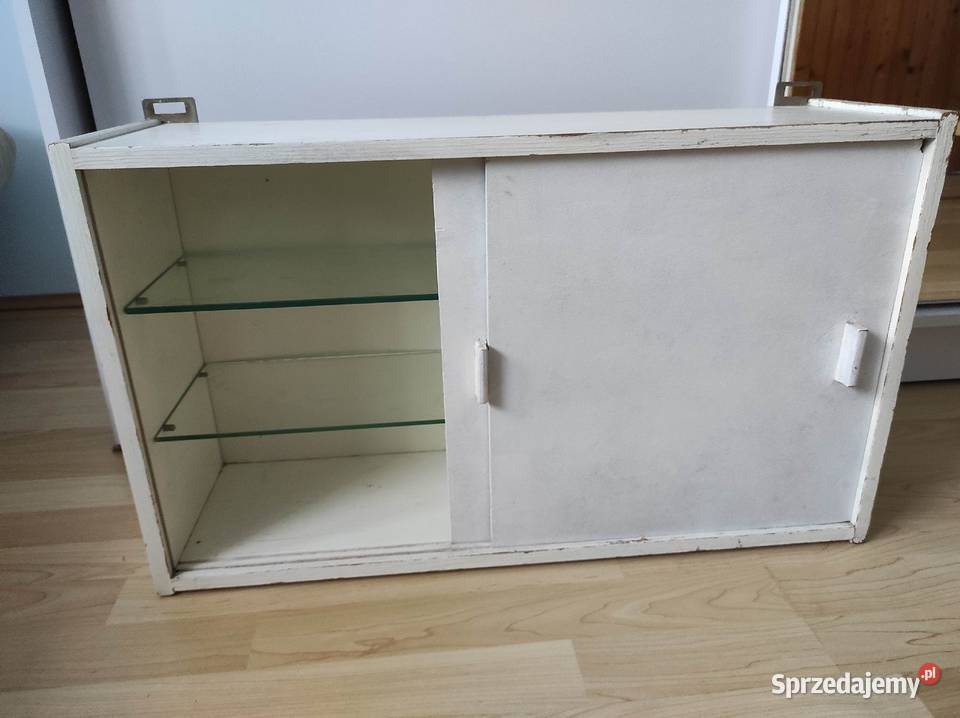 Szafka biała szklane półki spółdzielnia Płock