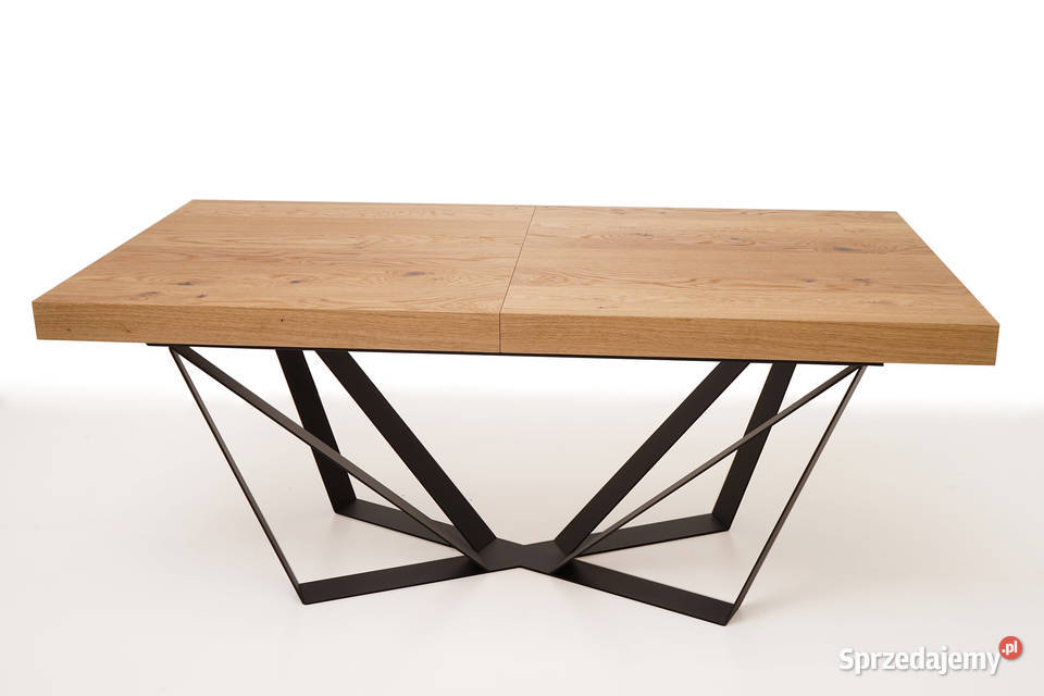 Stół rozkładany Dąb Nogi Stalowe Czarne 200x100