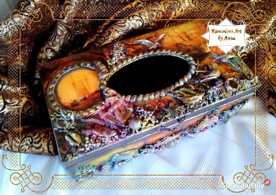 Chustecznik decoupage rękodzieło prezent Warszawa