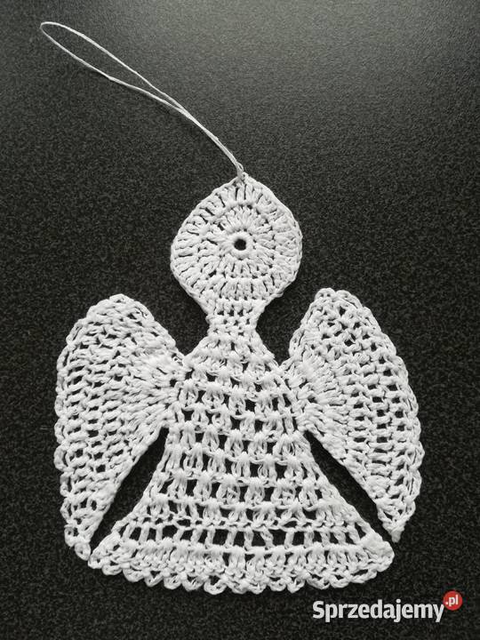 ręcznie haftowane na szydełku aniołki choinka