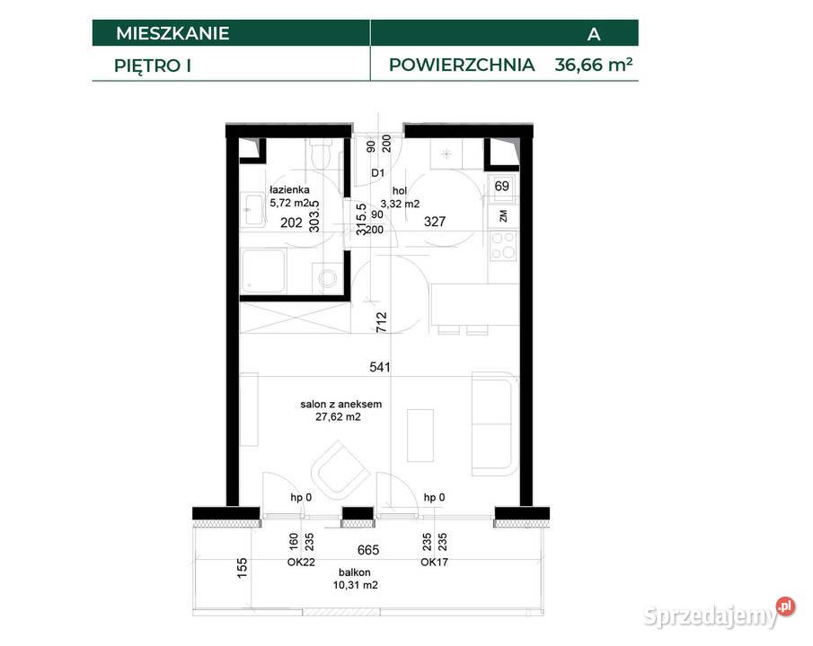 Mieszkanie 2pokojowe z balkonem 3666 m2 Łęczna Sprzedaż