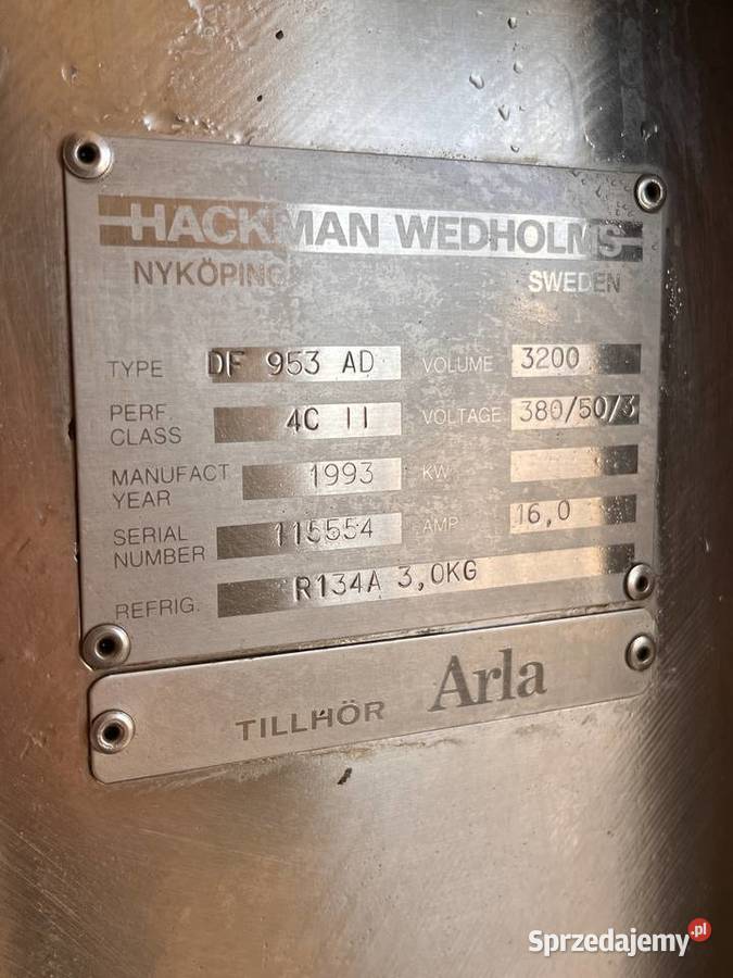 Zbiornik do mleka 3200l Hackman Wedholms Lipno