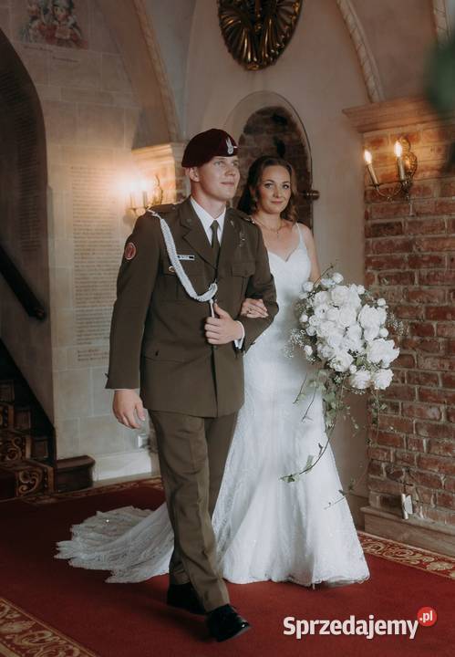 Suknia ślubna z trenem bogato zdobiona Oxford małopolskie Tarnów