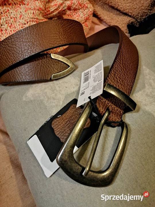 SKÓRZANY pasek Z metalową klamrą I okuciami Paski Leszno