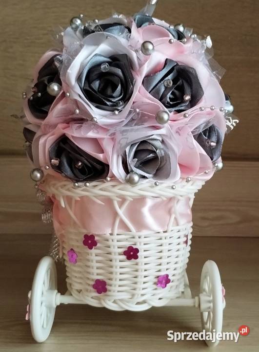 Bukiet róż w rowerku na Dzień Babci handmade Grodków