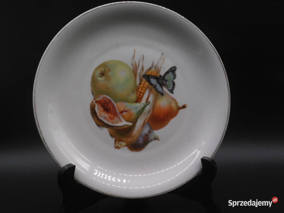 Porcelanowy talerz deserowy z motywem owoców i Raszków