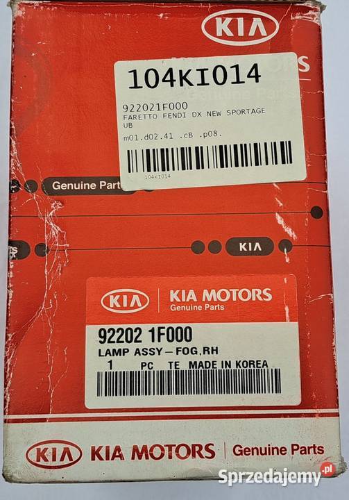 REFLEKTOR HALOGEN PRAWY PRZÓD KIA SPORTAGE II 04 Mielęcin sprzedam