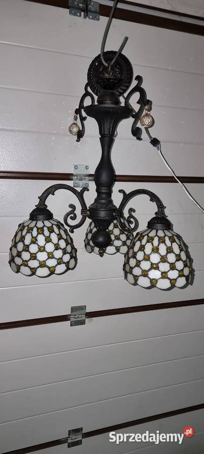 Lampa żyrandol witrażowa Tiffany pomorskie