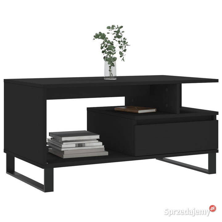 Stolik kawowy czarny 90x49x45 materiał Warszawa
