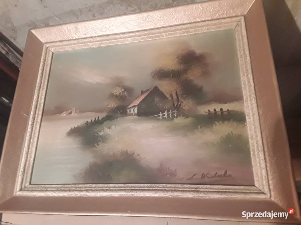 Stary obraz olejny na płótnie Malarstwo Siemiatycze