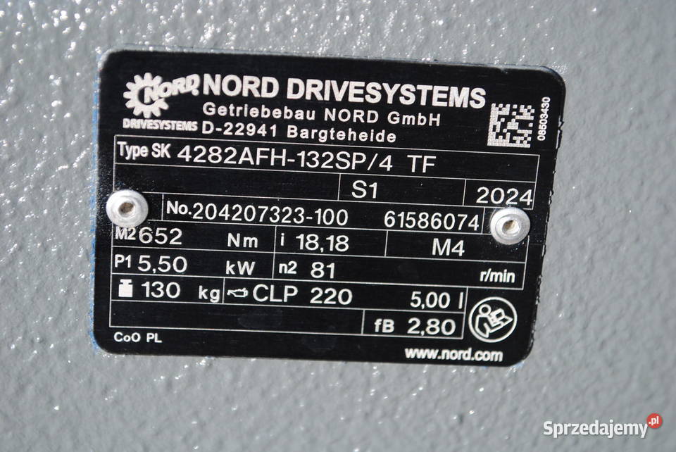 Motoreduktor 55kw 81obrmin Firmy NORD lubuskie Kargowa