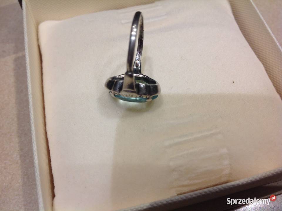 Stary Srebrny Pierścionek z Akwamarynem Srebro Nowa Sól