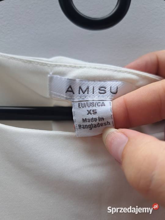 Satynowy top Amisu XS biały z ramiączkami Trąbki Wielkie