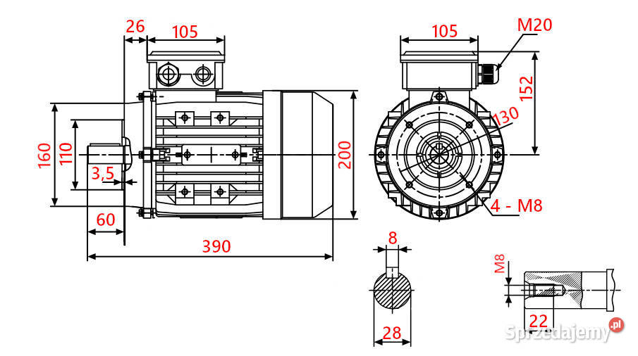SILNIK ELEKTRYCZNY 4kW 400690V 1430obr 3FAZOWY