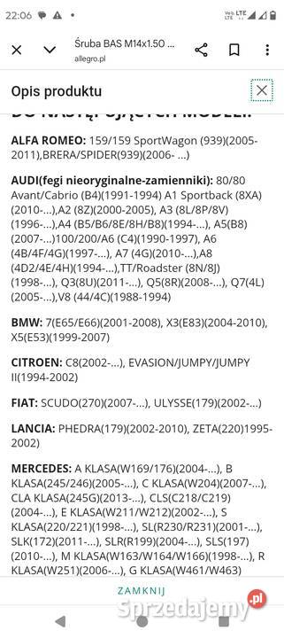 20 śrub do kół VWaudiseatfiat i inne klucz 17 Wrocław