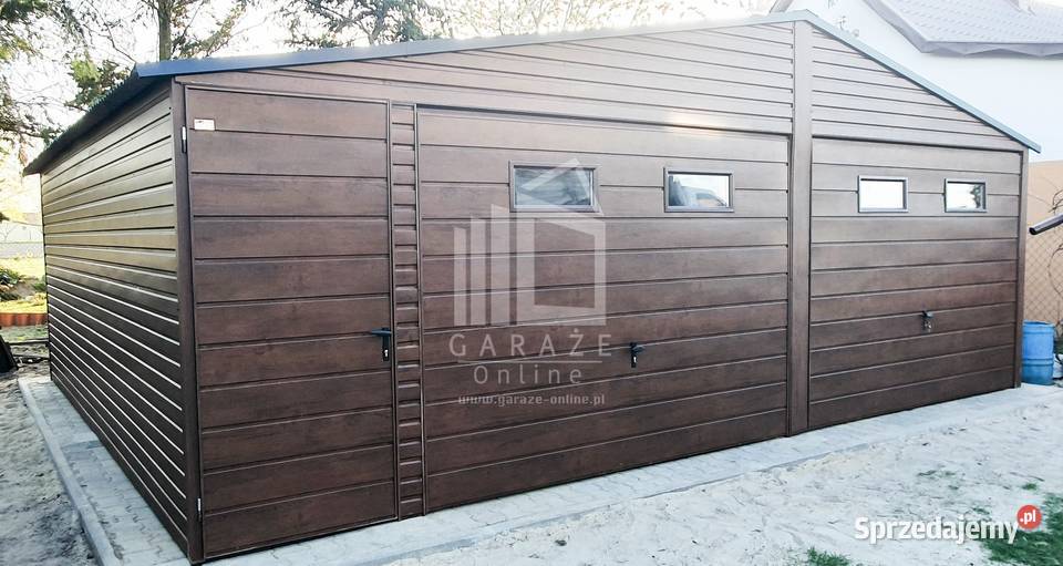 GARAŻ BLASZANY 7m x 6m dwuspad 2x Brama drzwi 4x