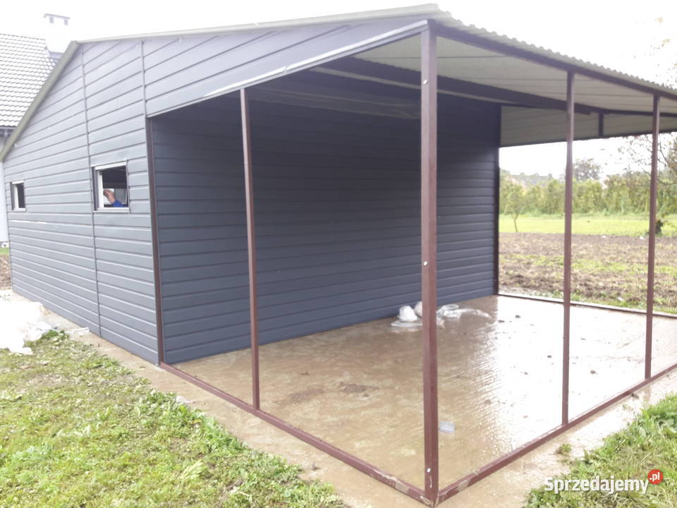 Grafitowy Garaż Blaszany Wiata Magazyn Grzywstal Gorlice