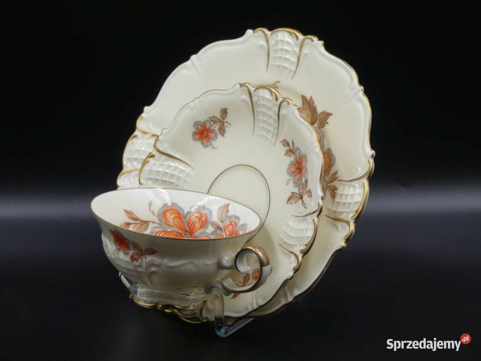 Komplet śniadaniowy Sorau Żary piękne reliefy Porcelana i szkło Antyki, Sztuka, Kolekcje Poznań