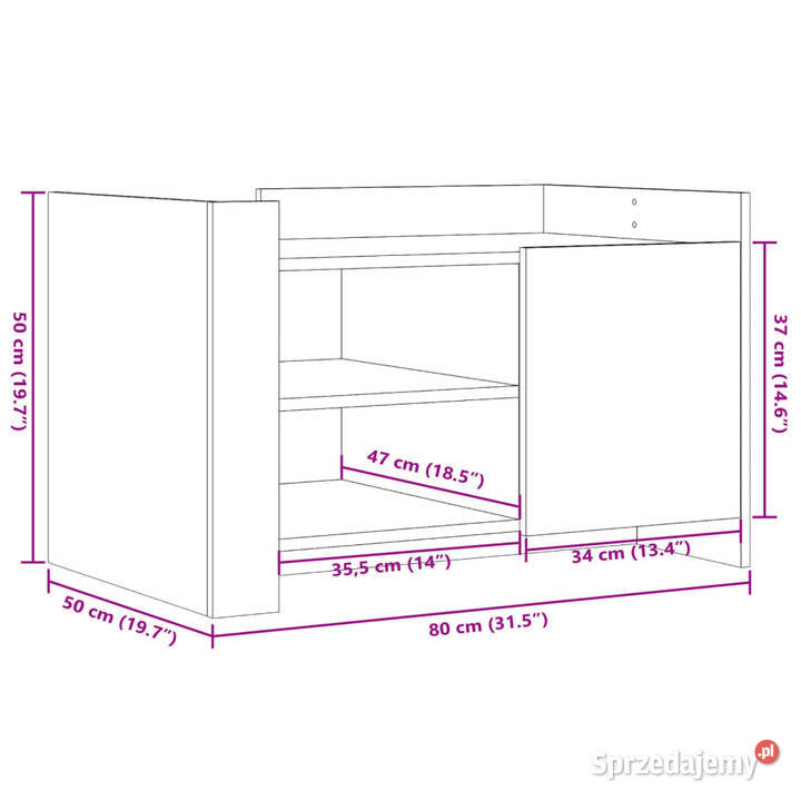 Stolik kawowy przydymiony dąb 80x50x50 WM848357 Warszawa sprzedam