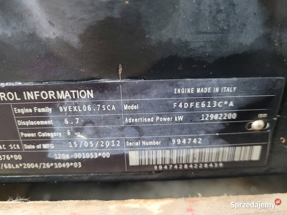 CASE IH PUMA 145 12r SILNIK F4DFE613CA 84228439