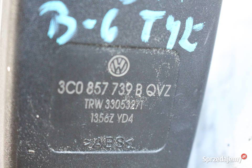 VOLKSWAGEN PASSAT B6 ZAPINKA PASA TYŁ 3C0857739B dolnośląskie sprzedam