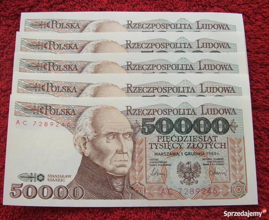 POLSKA PRL 50000 STANISŁAW STASZIC Banknot UNC 1 śląskie Katowice