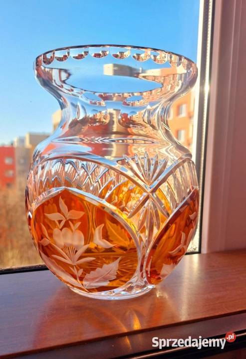 Piękny wazon kryształowy PRL dolnośląskie Wrocław