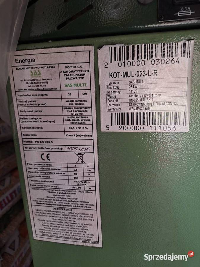 Piec SAS 23 kW z podajnikiem Kotły i Piece CO Cisów