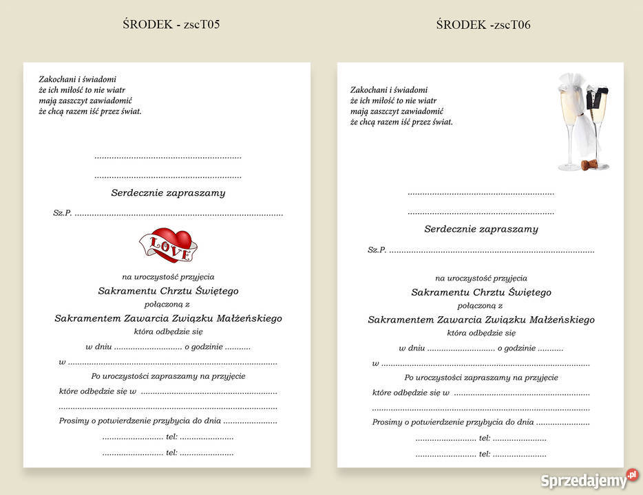 ZAPROSZENIA NA ŚLUB I CHRZEST 2 w 1 białe Rękodzieło Dąbrowa Górnicza