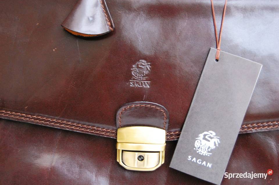 Sagan nowa torba teczka męska skórzana skóra brązowy/beżowy Lublin