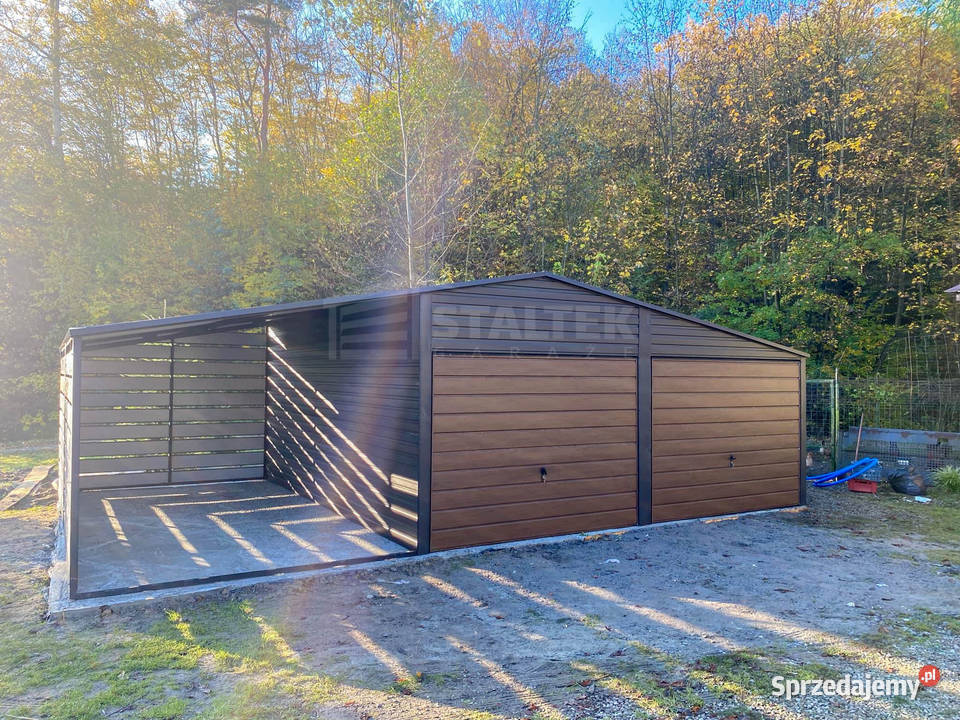 Garaż blaszany 6x6m wiata 3m 2x Brama