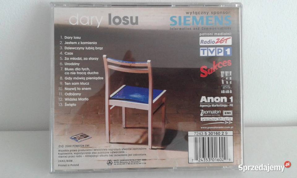CD Ryszard Rynkowski Dary losu 1 płyta mazowieckie Dręszew
