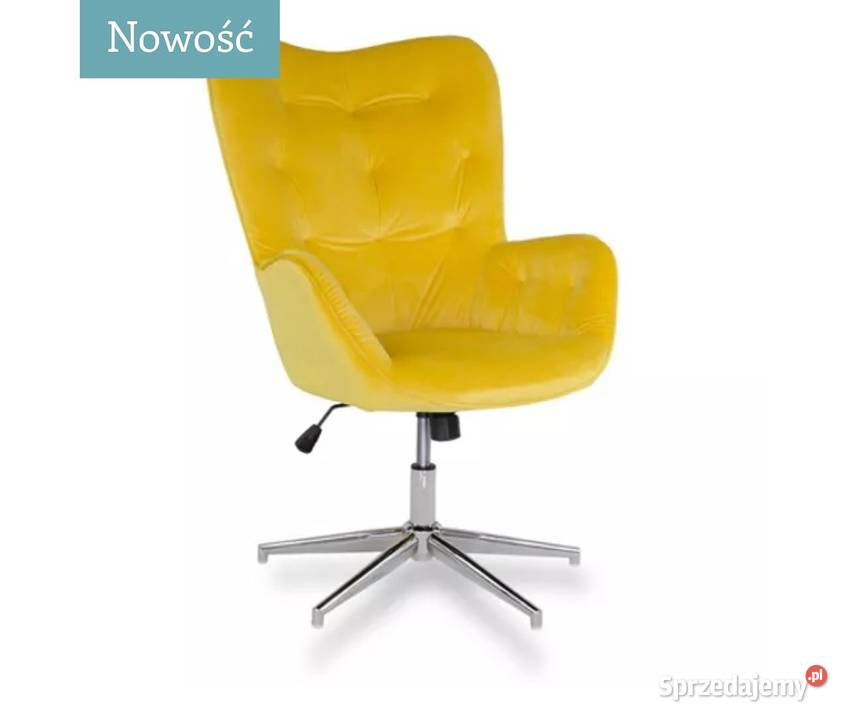Fotel biurowy obrotowy żółty welurowy Darmowa dostawa