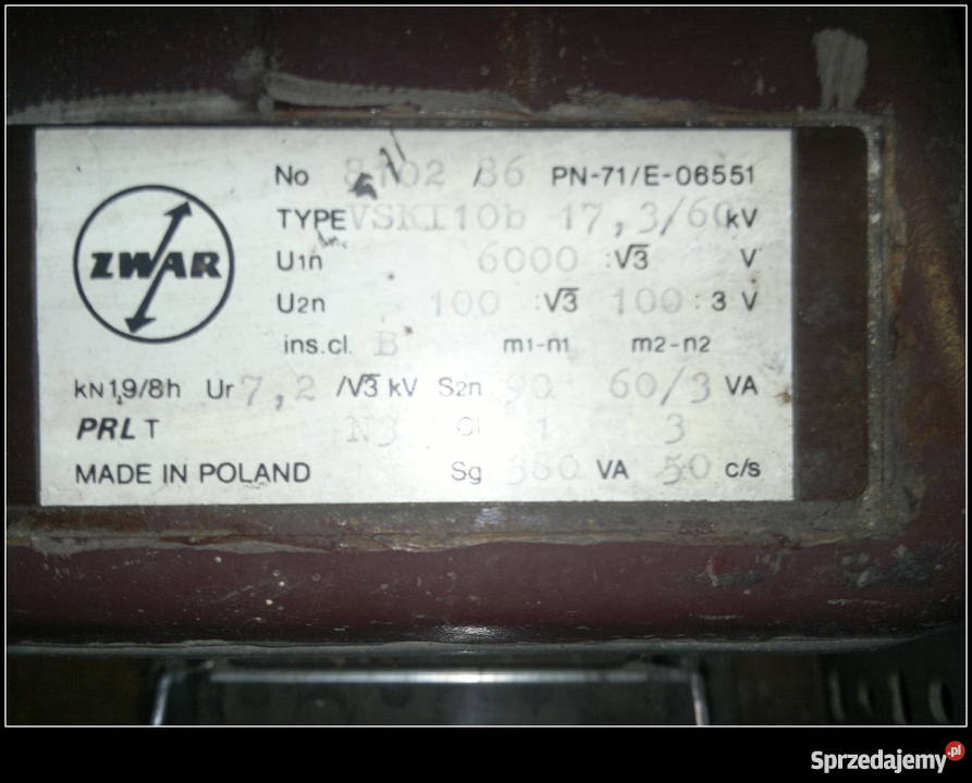 Przekładnik napięciowy zwar 6000V