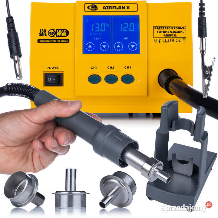 Stacja Lutownicza SMD Hot Air 1300W 3 Kanały LCD Ludźmierz