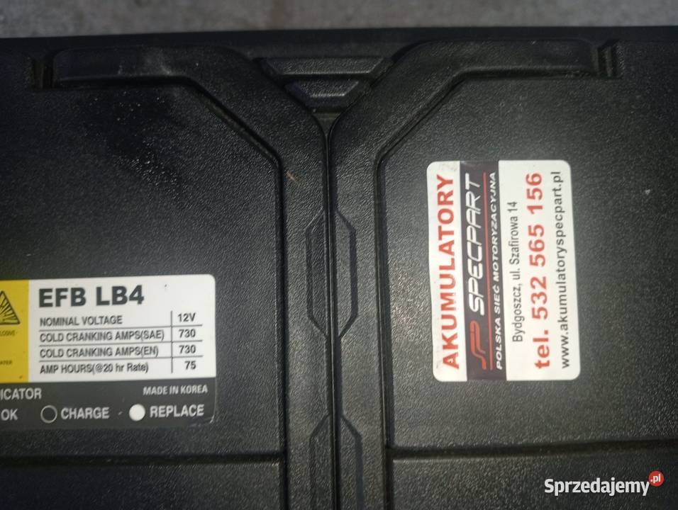 wszystkichAkumulator EFB 75 Ah 730a ROCZNY NA Rożno-Parcele