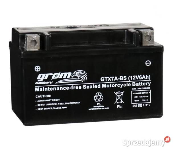 Akumulator motocyklowy GROM GTX7ABS 12V 6Ah 120A Układ elektryczny, zapłon Bydgoszcz sprzedam