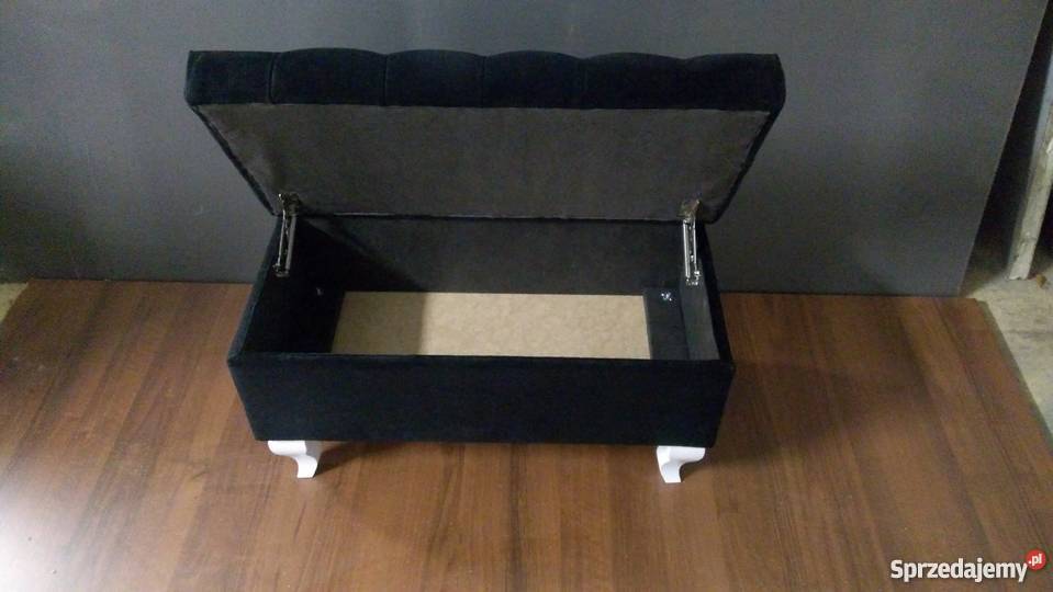 Pufa czarny welur Otwierana Kryształki Glamour 45cm